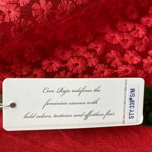 🧥COCO ROJA SWEATER/CARDIGAN Sz S beautiful soft red w/ floral lace. NWT - Picture 11 of 11